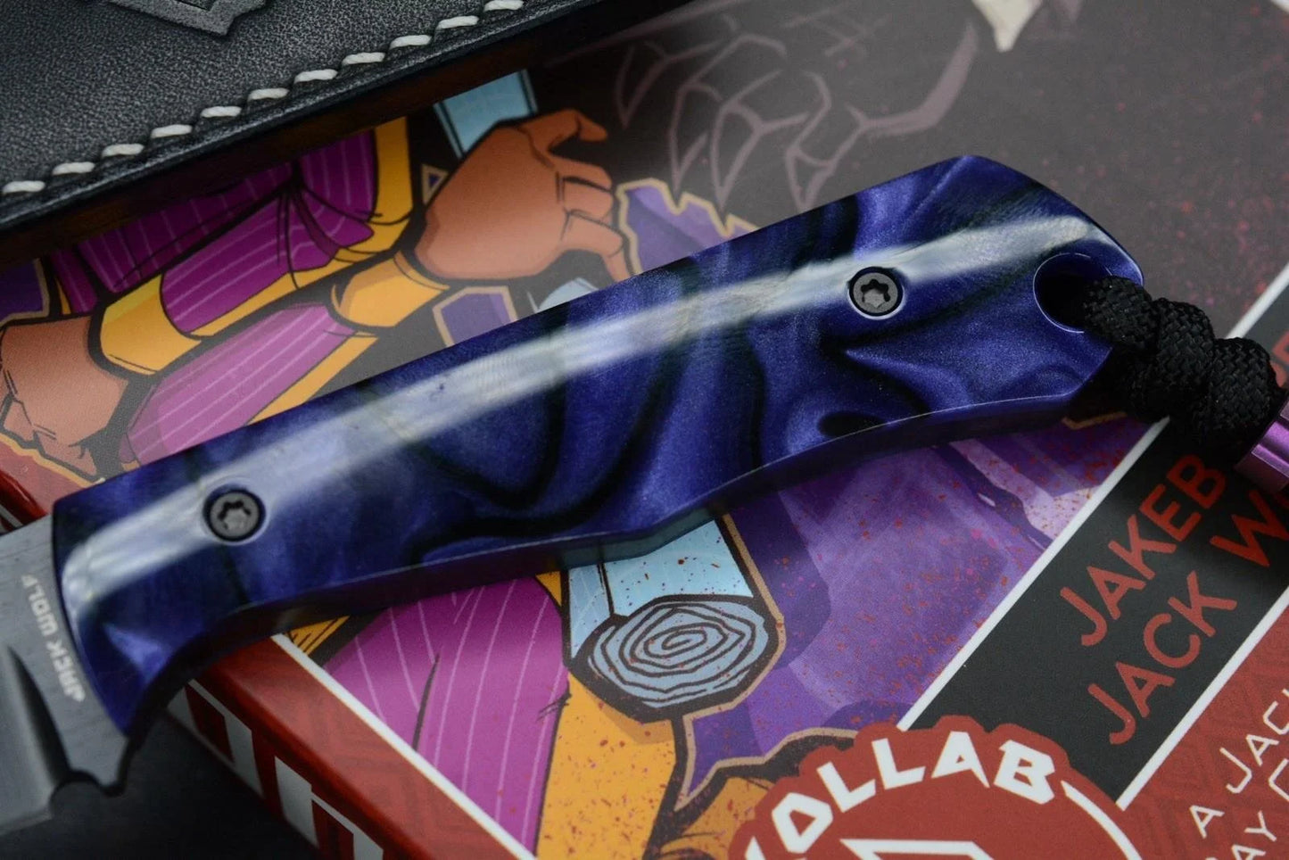 NEW Jack Wolf Knives Collusion - Kirinite Purple CF / Satin DLC S90V w/ Sheath