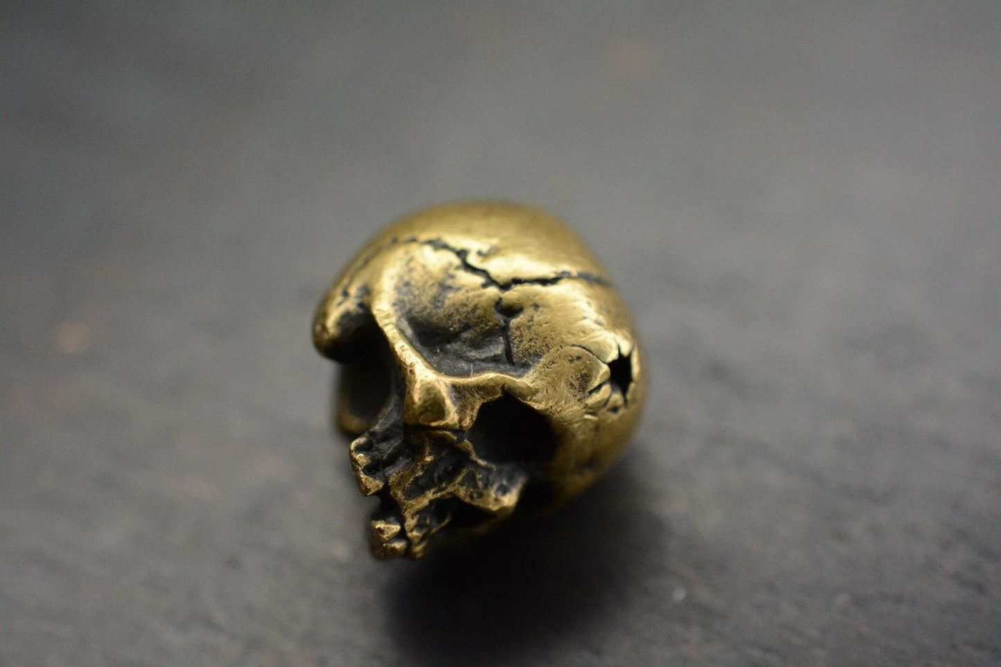 Super Rare 4t5 Design Vintage Brass Bullet To The Head Skull Bead