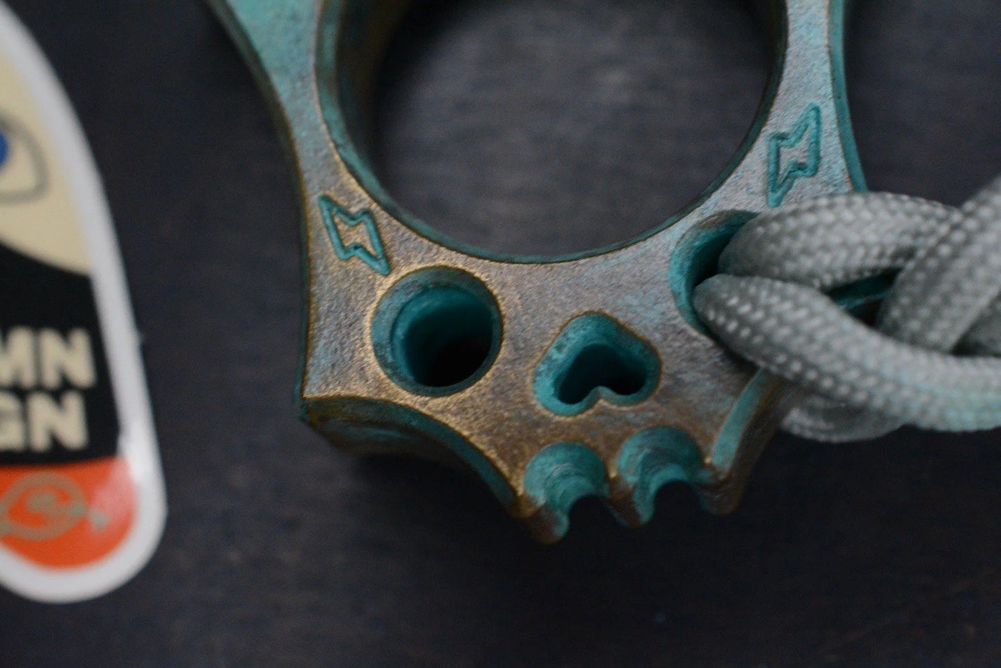 NEW Wkrmn Design Bonehead “Dead Eye” Turquoise Patina Brass w/ Matching Bead
