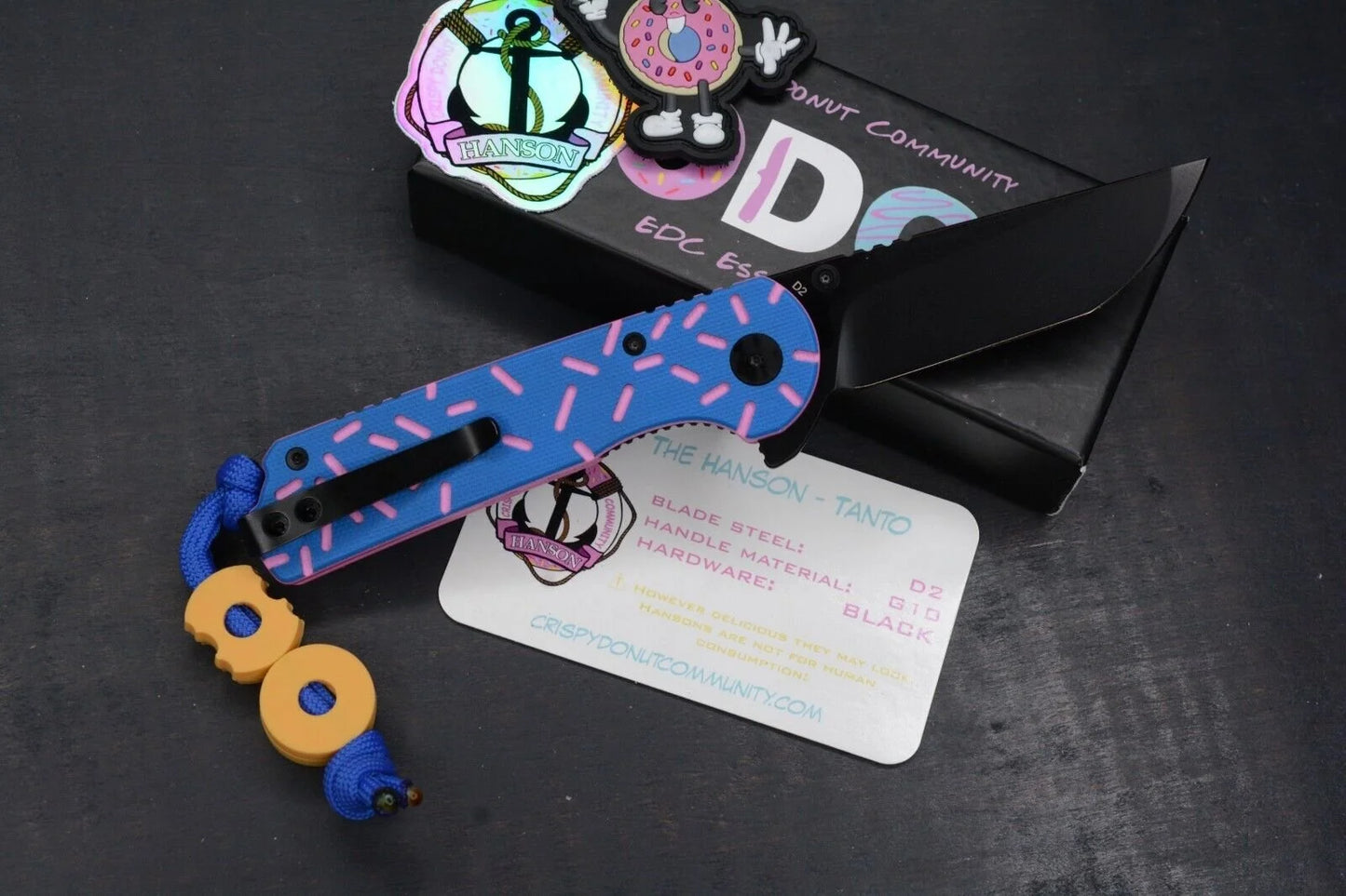 Donut Community “Blue Sprinkle” Dessert Warrior Tanto w/ 2x Donut Beads & Patch