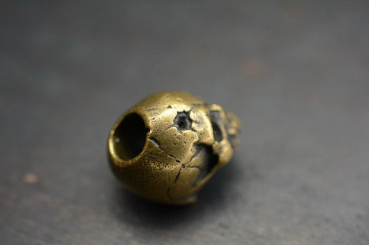 Super Rare 4t5 Design Vintage Brass Bullet To The Head Skull Bead
