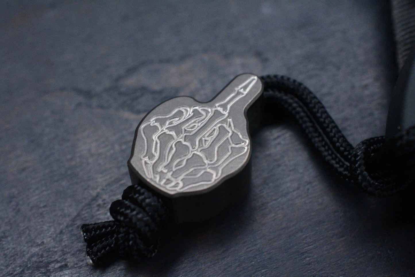 RARE John Grey x Borka Keyper Blacked Out "F**k Off" w/FU From the Grave Ti Bead