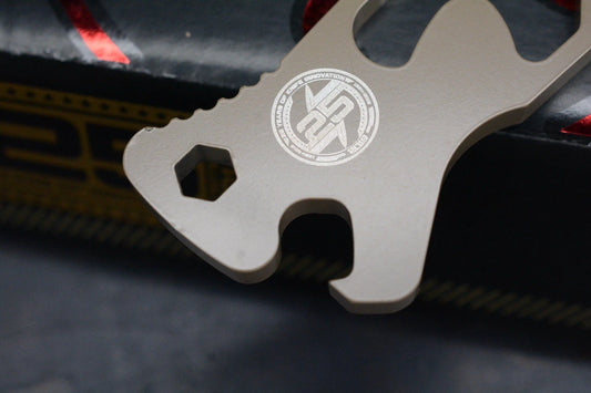 RARE Microtech Socom Skeleton Coyote Tan Bottle Opener w/ Claw Bead & Patch