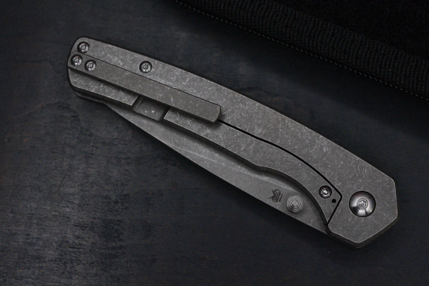 NEW Monterey Bay Knives Kain XL - Smooth Stonewashed TI / S90V USA w/ CKF Patch
