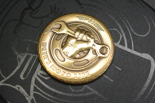 NEW Pete’s Pirate Life “Moto Life” Brass Challenge Coin & Log Book