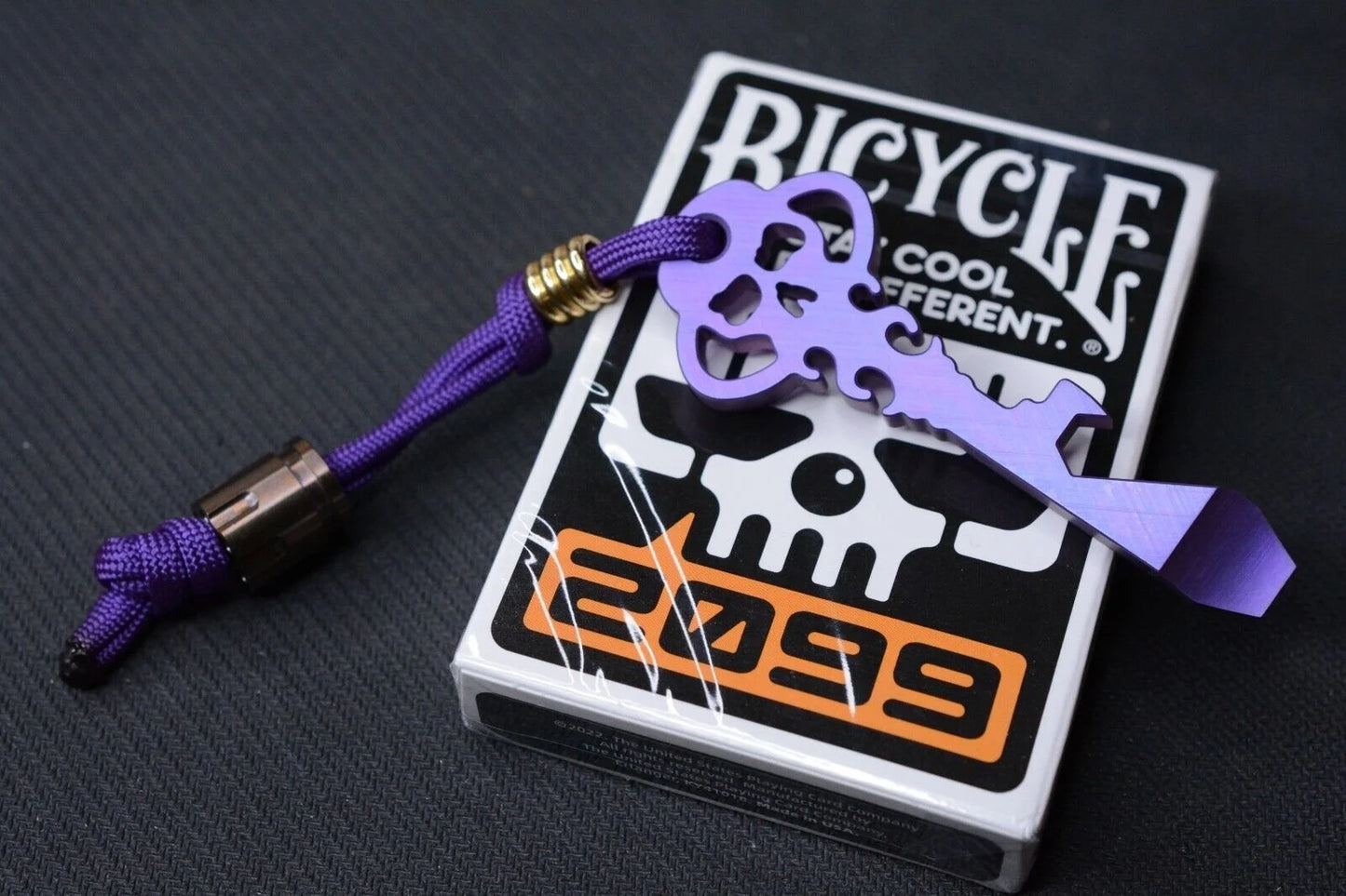 NEW Urban EDC Chaves Knives Ti Skeleton Pry Bar Ano-Purple w/Custom Bead Set