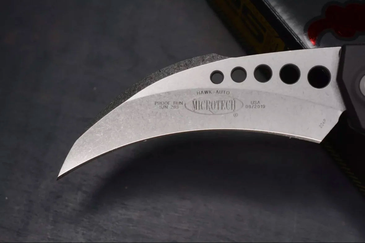Microtech Hawk Auto Stonewashed Proof Run S/N 283