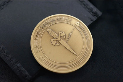 NEW Marfione Custom Knives Custom Antique Bronze Hustle Challenge Coin w/ Pouch