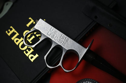 CUSTOM Fred Perrin Aluminum Trench Knife - 1918 Handle Stamped w/ Kydex Sheath
