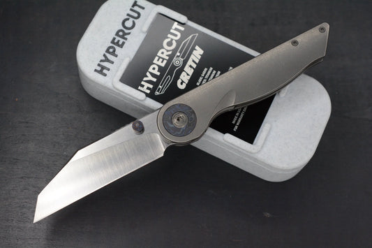 RARE Hypercut Cretin SN 001 Black Timascus / Ti / Hand Ground S45VN Blade w/ COA