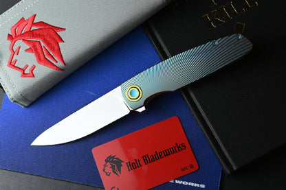 NEW Holt Bladeworks Outlaw - Ti Bent Sunburst Burnished /Near Mirror Bohler M390