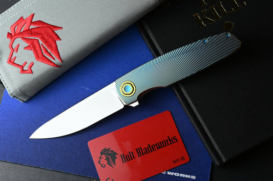 NEW Holt Bladeworks Outlaw - Ti Bent Sunburst Burnished /Near Mirror Bohler M390