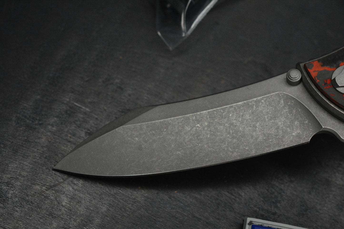 NEW Hawk Knives Talon M390 Ti Red Lava Flow Carbon Inlay w/ Custom Tombstone Bead