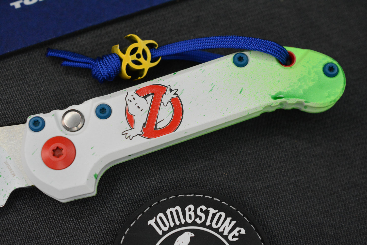 NEW Microtech LUDT Gen-III S/E - “Caution Tape” White Slime Ghostbuster Special Edition
