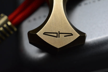 RARE Ostap Hel Knives Mjolnir II Antique Bronze Bottle Opener Tool w/ Brass Bead