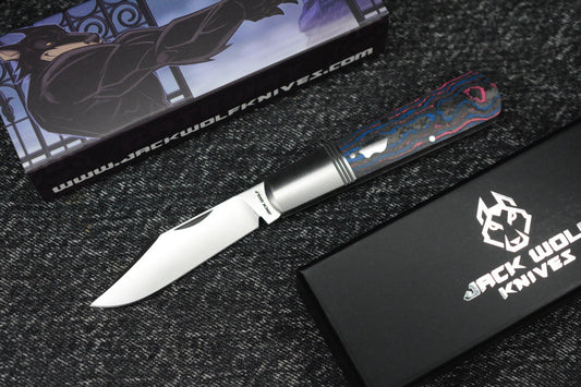 NEW Jack Wolf Gateway Barlow - Camo Carbon Handle/ Nickel Silver/ Sandvik 14C28N