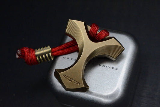 RARE Ostap Hel Knives Mjolnir II Antique Bronze Bottle Opener Tool w/ Brass Bead