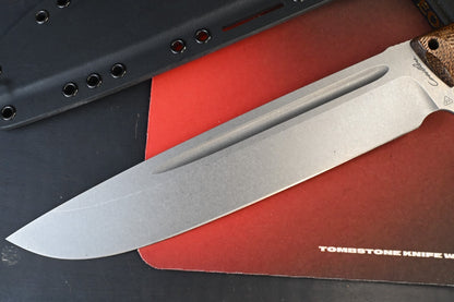 NEW Carothers Performance Knives Light Chopper - Burlap Micarta / Delta 3V 16”