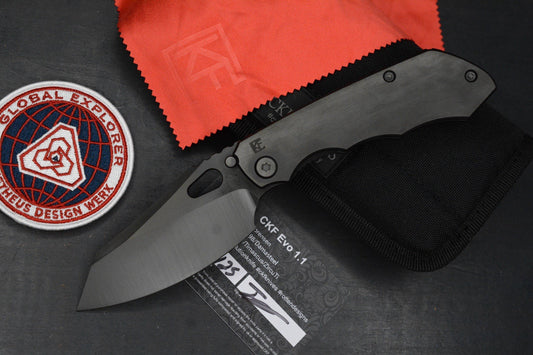 RARE Custom Knife Factory Rotten Evo 1.1 Barked Black DLC/S90V Matte w/PDW Patch