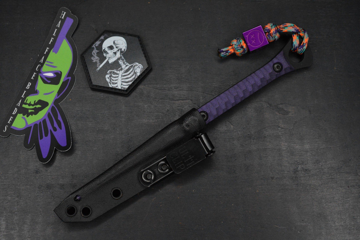 RARE Half Face Cardiac Spike Halloween SE Purple G-10 w/TKW Frankart & Patch