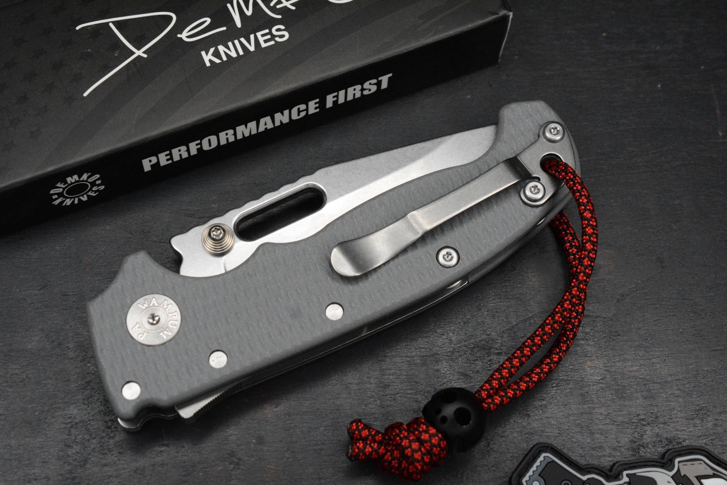 RARE Demko USA MG AD20 - Grey G-10/ Clip Point CPM3V Slotted w/ Black Ti Bead
