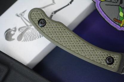 RARE Ed’s Manifesto & Sneakreaper Elvia Field Knife - Green G10 / Acid Stonewash