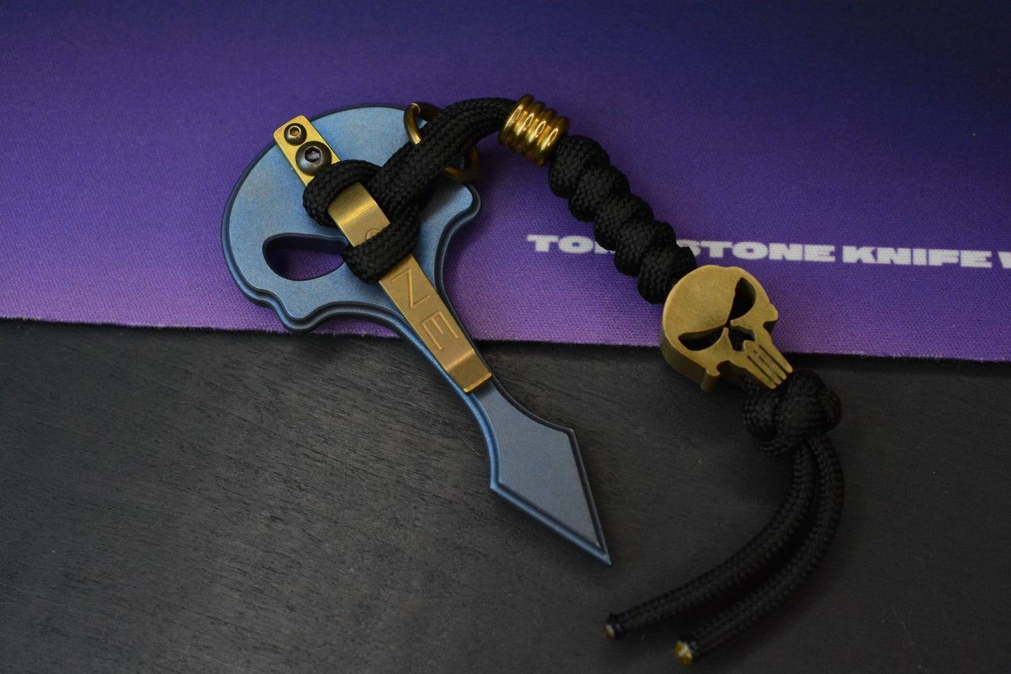 RARE Metal One Anodized Punisher Spike Pry Bar w/ Brass Bead Re NGMCo Microtech