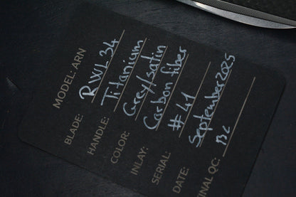 NEW ANSO ARN Grey/ Satin Ti Hdw w/ Carbon Fiber Inlay RWL34 SN 41 Re Microtech