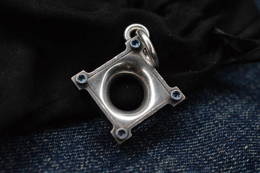 RARE Steel Flame KillboX Grail Pendant- Sterling Silver w/ Blue Ano Ti Hardware