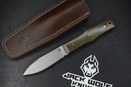 NEW Jack Wolf Vampire Hunter FB - Green Micarta/ MagnaCut w/Sheath USA MADE