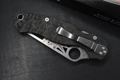 RARE Spyderco Paramilitary 2 Black Dunes Carbon Fiber Lady Liberty Skelly Blade