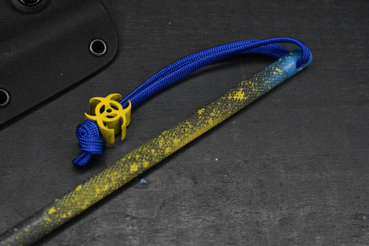 RARE TAC-P Ti PVD Black Spike Fallout Vault-Tec Blue/ Yellow w/ Bead & Patch