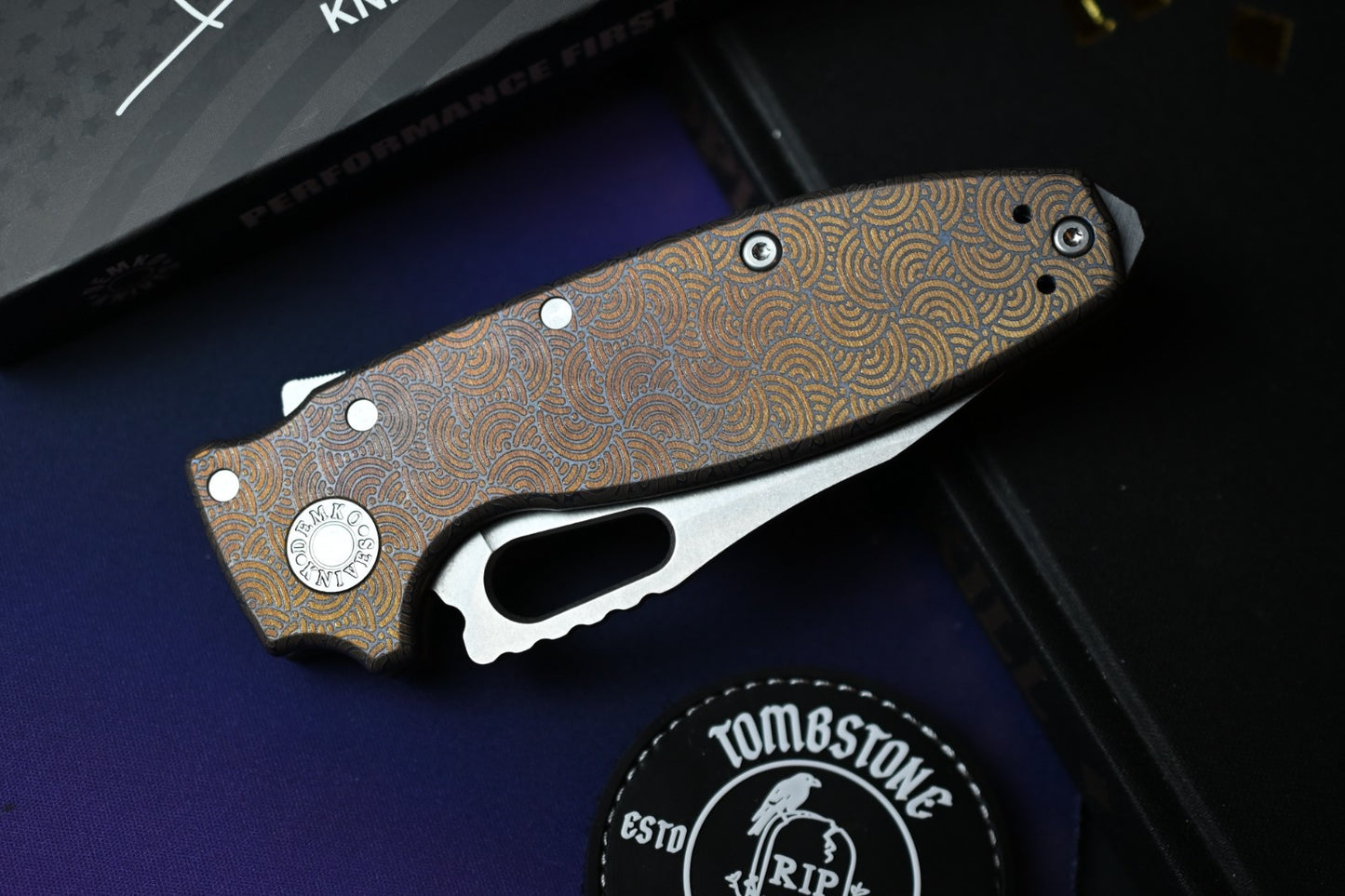 RARE Urban EDC x Demko Shark-A-Tac - Blue Ti & Bronze Chaos Seigaiha / MagnaCut