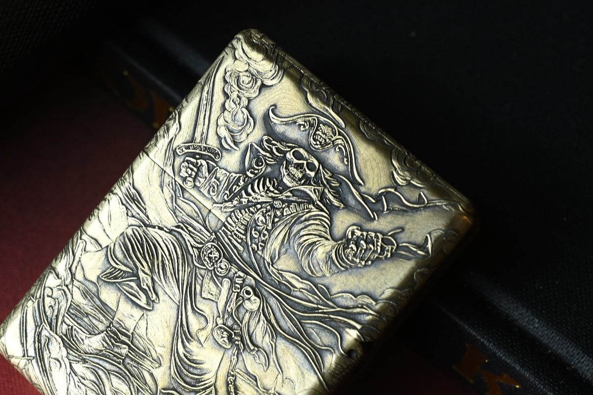 NEW Zorro Pirates Of The Caribbean - Deep Carved Brass Lighter Re Zippo