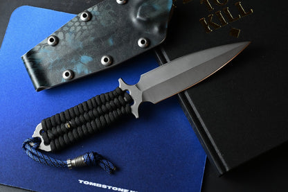 RARE Jed Hornbeak Custom Paracord Fixed Blade - 4.5” 3V w/ Poison Bead & Sheath