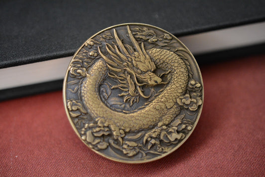 CUSTOM Dragon Brass Challenge Coin - One Sided Re Playge Microtech