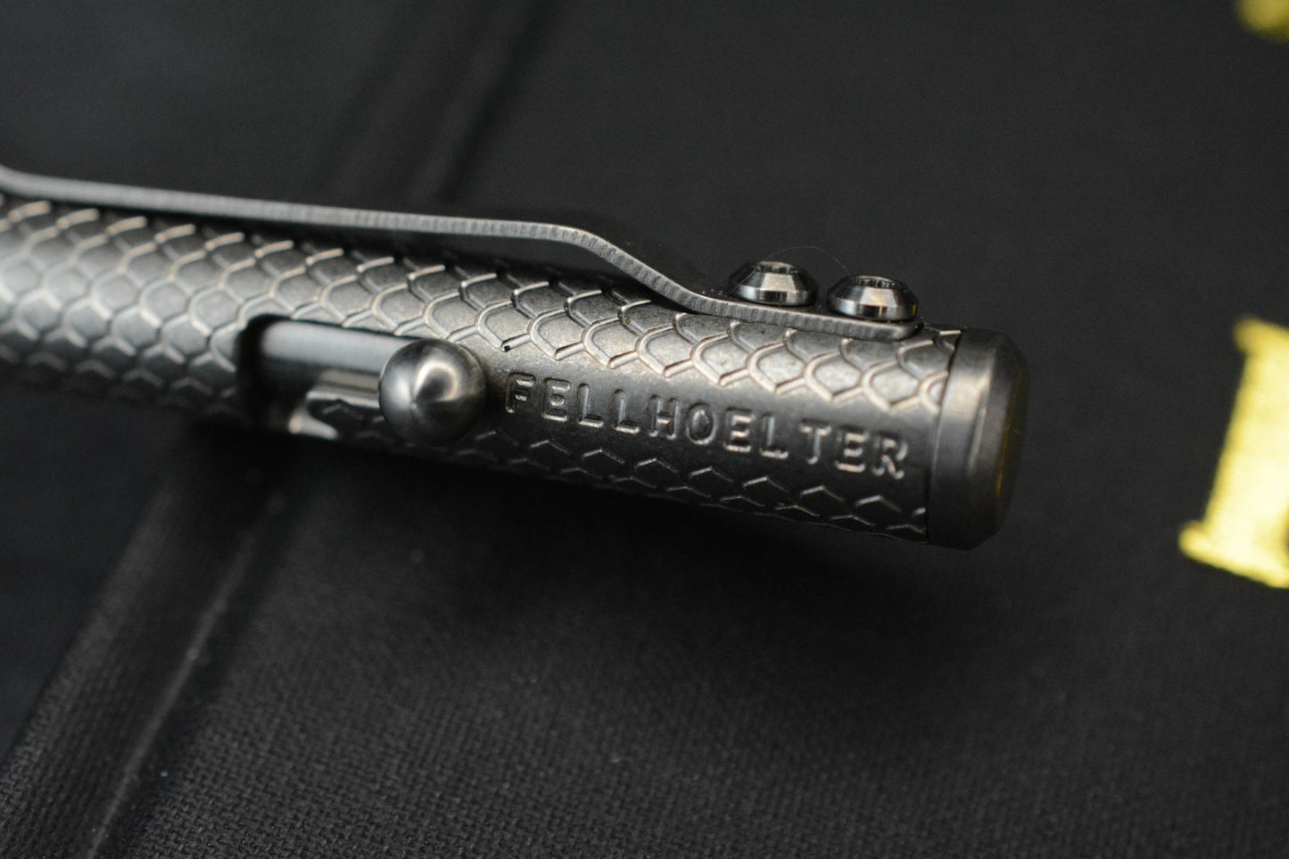 RARE Custom Fellhoelter TiBolt Pen - 5.5” Titanium Engraved Dragon Scale Pattern