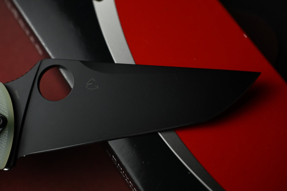 RARE Spyderco BHQ EXC Tenacious - Natural G10 / Black DLC Tanto w/ Poison Bead