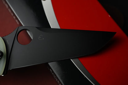 RARE Spyderco BHQ EXC Tenacious - Natural G10 / Black DLC Tanto w/ Poison Bead