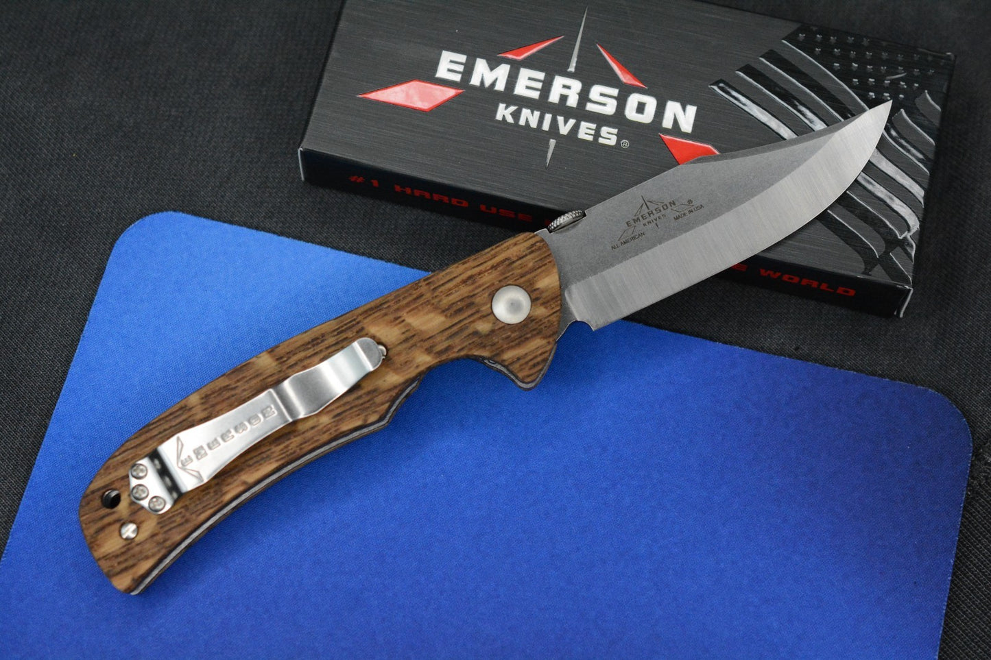 RARE Emerson Knives Liberty & Freedom - America 250 American Oak SN 47 of 50