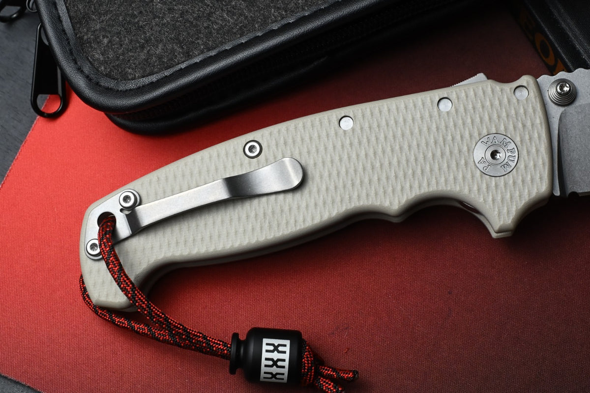 NEW Demko AD20 XXX Shark Lock - Tan G10 / CPM3V Stud Only w/ Poison Bead