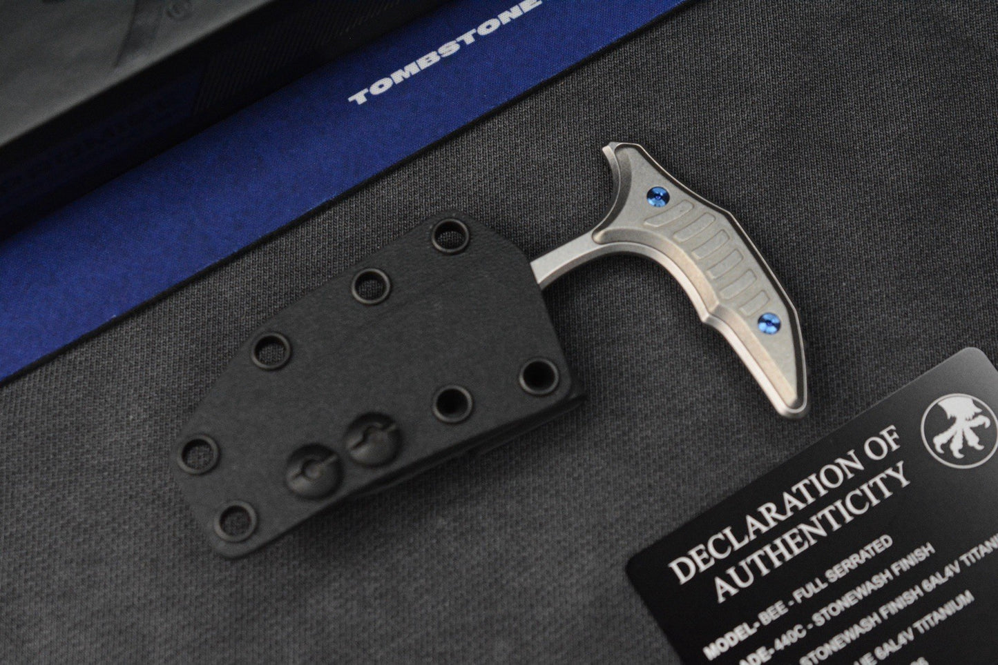NEW Microtech x Bastinelli Bee SW Full Serr / Blue Ti HDW Marfione Selects w/COA