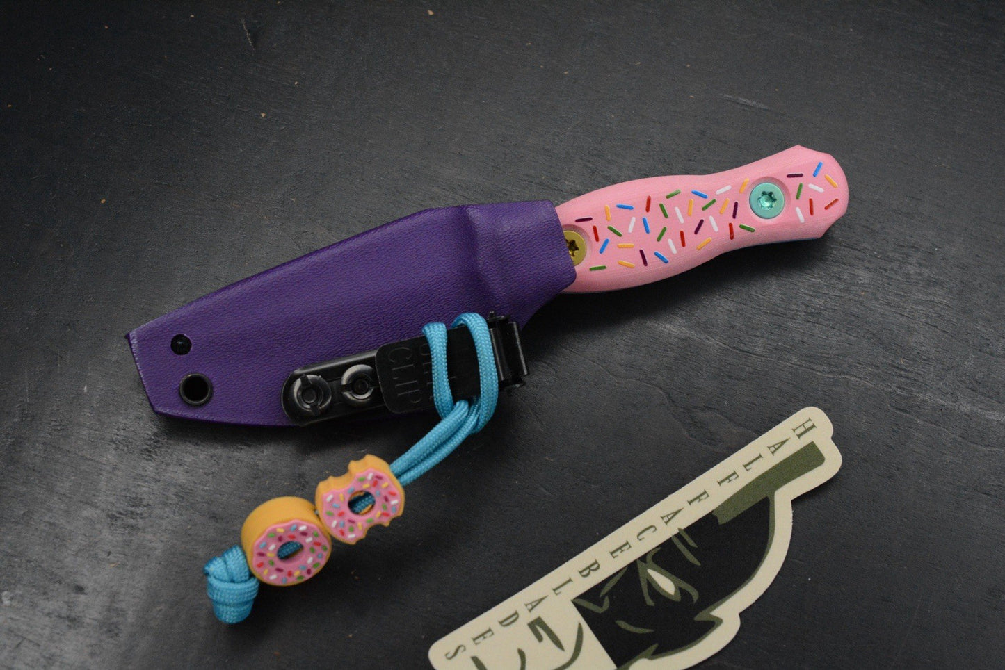 NEW Half Face Blades Dessert Warrior G-10 Trident Fixed Blade w/ Donut Bead Set