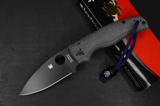 NEW Spyderco Shaman Grey Micarta Black DLC M390 Drop Point  w/ Poison Bead