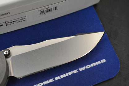 NEW Chris Reeve Umnumzaan - Sand Blasted / Drop Point Magnacut w/Leather Sheath
