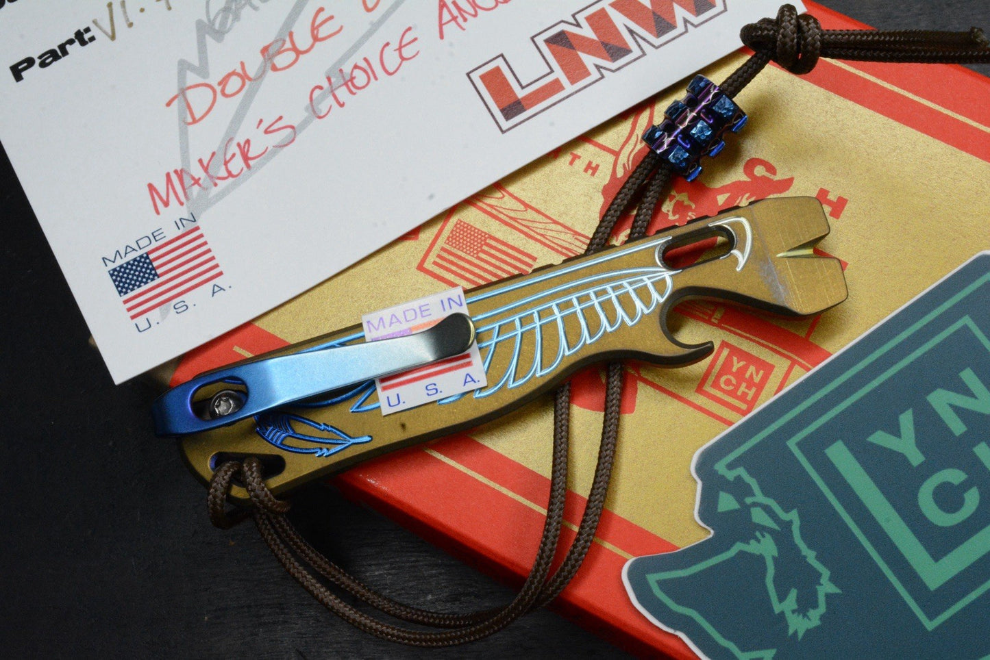 NEW Lynch Northwest V1.7 Double Wing Makers Choice Ano Pry w/ Custom Bead & COA