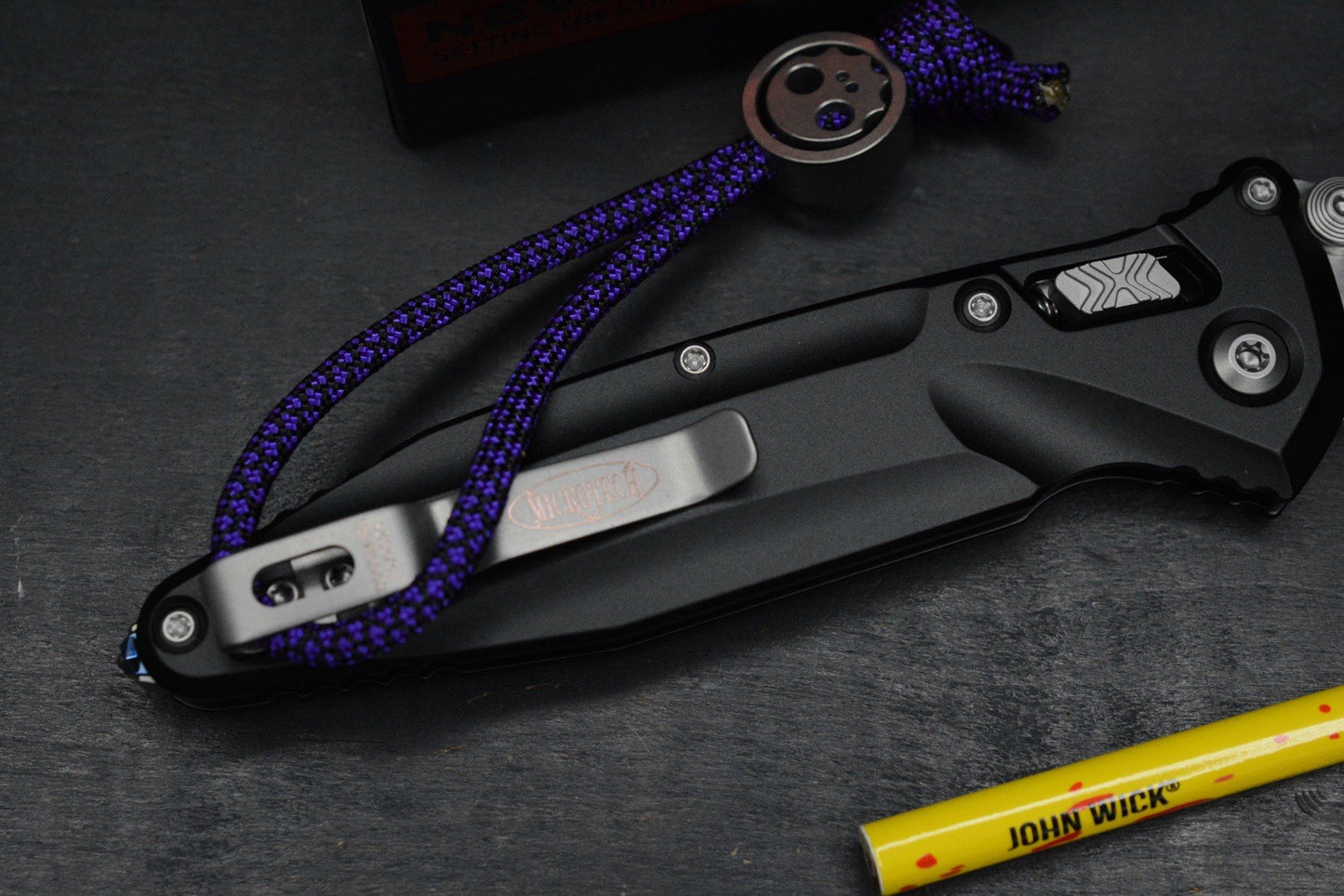 NEW Microtech Socom Delta RAM-LOK Aluminum Black/ M390 w/ John Wick Pack & Bead
