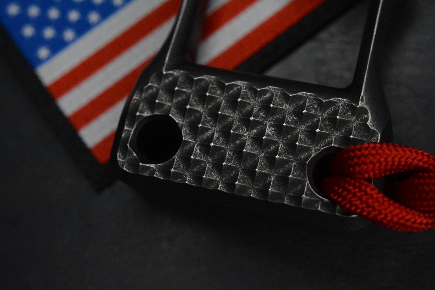 CUSTOM CJ’s Cave 1FK Diamond Plate Patina Brass Bottle Opener w/CKF Bead & Patch