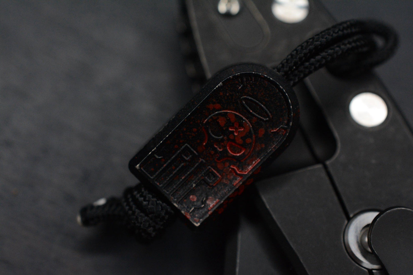 RARE Hinderer XM-18 Battle Black Magnacut Bowie/ G10 w/ Splatter Tombstone Bead