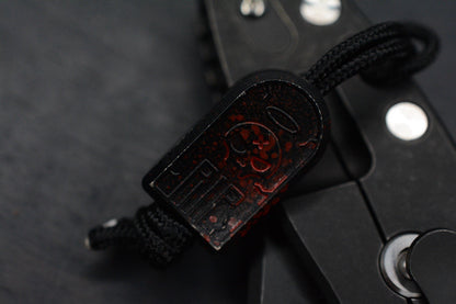 RARE Hinderer XM-18 Battle Black Magnacut Bowie/ G10 w/ Splatter Tombstone Bead